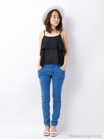 【売り切れ次第終了!!】6釦ハイウエストスキニー/PT/デニム/ブルー