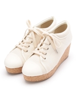 スニーカー風コルクウェッジシューズ/ブルー系(994)