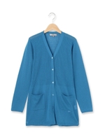 リブ切り替えニットカーディガン/ブルー(092)