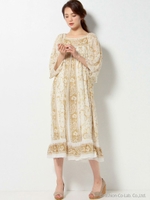 ne Quittez pas プリント ミディ丈 ワンピース / ヌキテパ/Beige