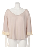 【Auntie　Rosa】袖フリンジドルマンT/BEG