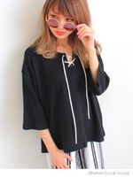 【chille anap】スピンドル型押しトップス/BK