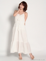 インドペイズリー白糸刺繍 マキシワンピース/オフホワイト