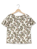 フレア袖トロピカルブラウス/ネイビー(293)