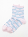 PEPE SPIRIT BORDER SOCKS/LIGHT BLUE×PINK