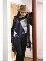 【AZUL by moussy】AオルテガJQDフリンジ長袖トッパー/柄NVY