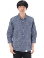 【AZUL by moussy】綿麻ギンガムチェック7分袖シャツ/柄NVY
