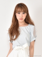 タックスリーブリボンブラウス/オフホワイト