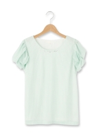 ツイストスリーブストライプブラウス/ライトグリーン(321)