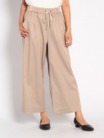 ツイルストレッチワッシャーワイドパンツ/ベージュ