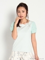 袖レースTシャツ/ライトグリーン