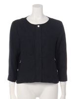 麻レーヨンノーカラーブルゾン/ベージュ