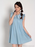 AラインデニムセーラーOP/ブルー