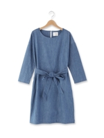 U-KISS リボンベルト付きデニムワンピース/ネイビー(093)