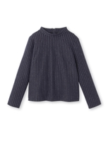 [L]ストライプハイネックプルオーバー/チャコールグレー(314)