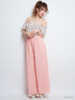 シフォンフレアパンツ/BEIGE