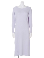 スリットロングニットワンピ/サックス