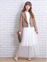 ニット＆レーススカートセット/ライトグレー