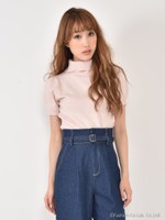 バックリボンタートルプルオーバー/グレー