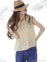 ピンタックブラウス/ネイビー