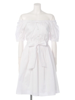 フロントボタンオフショルダーワンピース/オフホワイト