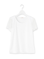 レーシーラッフル袖プルオーバー/ホワイト(001)