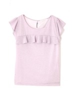 袖フリルラメボーダーカットソー袖フリル/ネイビー(120)