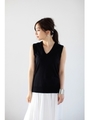 【AZUL by moussy】オーガニックコットンVネックノースリニットプルオーバー/柄BRN