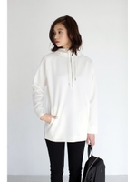 【AZUL by moussy】ボンディングフーディ長袖プルオーバー/WHT