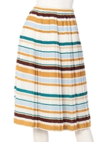 【CASUAL】マルチカラーボーダープリーツSK/ホワイト