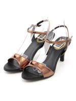 【R&E】アンクルストラップメタリックサンダル/シルバー