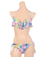 【nuckle market】フラワープリント2段フリル/ホワイト