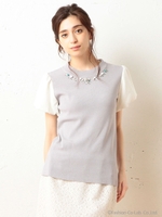 カラービジューバルーンスリーブニット/ライトグレー