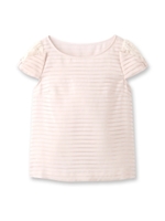 シアーボーダーリボン袖ブラウス/ベビーピンク(071)