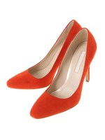 スクエアパンプス/オレンジ