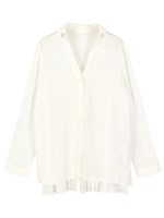 バックプリーツシフォンシャツチュニック/ピンクベージュ