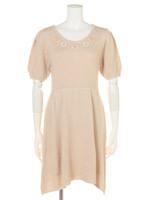 ブークレーラメニットワンピース/ベージュ