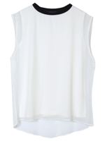 リブ切替ノースリ-ブトップス/グレー