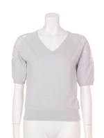 ショルダーレースVネックPO/ライトグレー