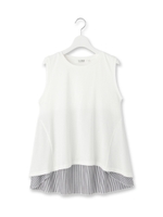 ストライプレイヤード風タンクトップ/カーキ(027)