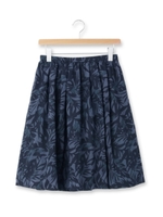 リーフ柄プリントプリーツスカート/カーキ(127)