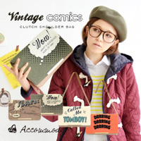 ヴィンテージコミック2WAYクラッチショルダーバッグ