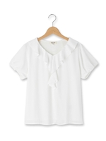 異素材ラッフルフリルプルオーバー/ピンク系(070)