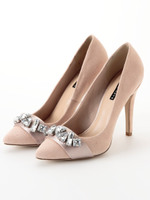 【BABY PURE】ビジューポインテッドパンプス/ブルースエード