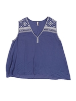 【Lady like】ノースリ刺繍ブラウス/ブルー