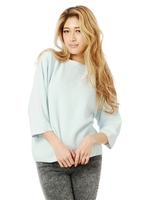 ボートネックニットトップス/BLUE