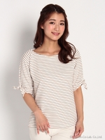 リップルボーダー袖リボン 2/シロチャ