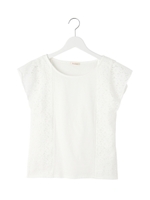 レース切替カットソー/オフホワイト(003)