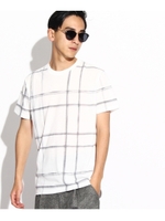 手書き風チェックTシャツ/ネイビー(293)