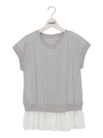 ワイドリブ裾切り替えTOPS/ホワイト